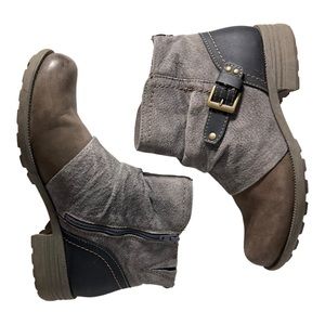 EARTH ORIGINS | Phoenix Style Leather and Suede Booties with Side-zip